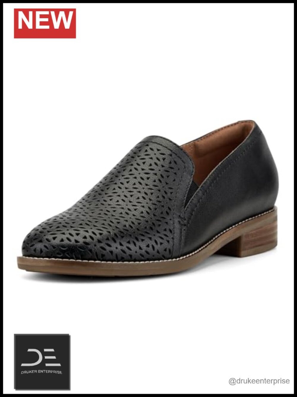 Women's Leather Slip-On Loafers with Arch Support, Round Toe Comfort Shoes